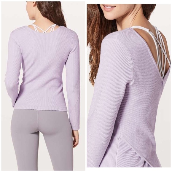 NWT Lululemon Wrap It Back Sweater Cashmere Blend Reversible Lavender Purple 8 - Picture 2 of 12